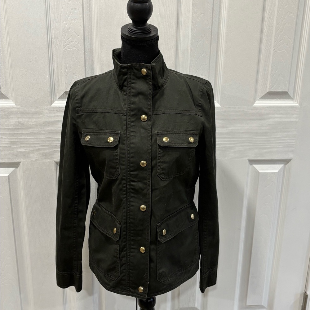 J. Crew Utility Jacket - Dark Green with Gold Accents size XS